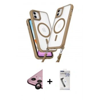 MARSİLYAN™- iPhone 11 Kılıf Atlas Doku Koleksiyonu - Şeffaf Uv Polymer Nano Ekran Koruyucu + Raze Metal Kamera Lens - SH