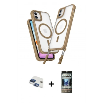 MARSİLYAN™- iPhone 11 Kılıf Atlas Doku Koleksiyonu - Siyah 34D Hayalet Izgaralı Cam + Pers Alüminyum Kamera Lens - LT