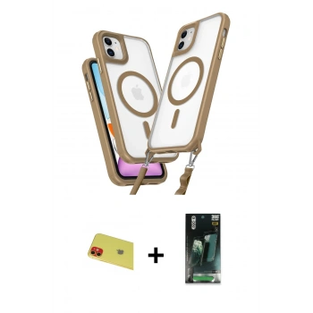 MARSİLYAN™- iPhone 11 Kılıf Atlas Doku Koleksiyonu - Siyah 360 Mat Full Body Arka Koruyucu + Rainbow Kamera Lens Koruma Cam - KI