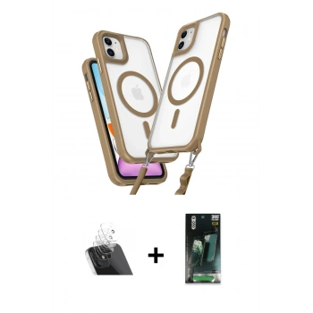 MARSİLYAN™- iPhone 11 Kılıf Atlas Doku Koleksiyonu - Siyah 360 Mat Full Body Arka Koruyucu + Kamera Lens Koruma Cam - SF