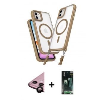 MARSİLYAN™- iPhone 11 Kılıf Atlas Doku Koleksiyonu - Siyah 360 Mat Full Body Arka Koruyucu + Raze Metal Kamera Lens - SH
