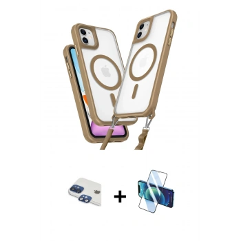 MARSİLYAN™- iPhone 11 Kılıf Atlas Doku Koleksiyonu - Siyah 3D Antistatik Cam Ekran Koruyucu + Pers Alüminyum Kamera Lens - LT