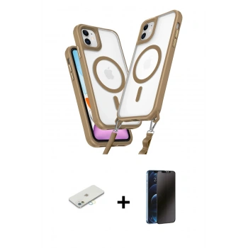 MARSİLYAN™- iPhone 11 Kılıf Atlas Doku Koleksiyonu - Siyah 3D Antistatik Hayalet Cam Ekran Koruyucu + Renkli Kamera Lens Koruma Cam - SI