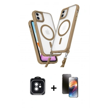 MARSİLYAN™- iPhone 11 Kılıf Atlas Doku Koleksiyonu - Siyah 3D Antistatik Mat Seramik Nano Ekran Koruyucu + PVD Metal Kamera Lens - SH