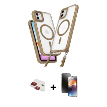 MARSİLYAN™- iPhone 11 Kılıf Atlas Doku Koleksiyonu - Siyah 3D Antistatik Mat Seramik Nano Ekran Koruyucu + Pers Alüminyum Kamera Lens - KI
