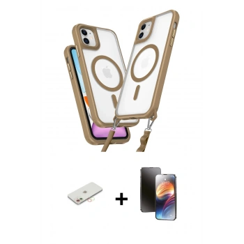 MARSİLYAN™- iPhone 11 Kılıf Atlas Doku Koleksiyonu - Siyah 3D Antistatik Mat Seramik Nano Ekran Koruyucu + Renkli Kamera Lens Koruma Cam - YL