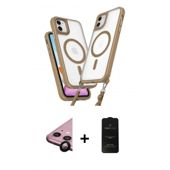 MARSİLYAN™- iPhone 11 Kılıf Atlas Doku Koleksiyonu - Siyah 6D Antistatik Mat Seramik Hayalet Nano Ekran Koruyucu + Raze Metal Kamera Lens - SH