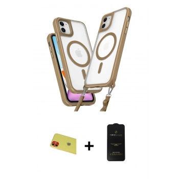 MARSİLYAN™- iPhone 11 Kılıf Atlas Doku Koleksiyonu - Siyah 6D Antistatik Mat Seramik Hayalet Nano Ekran Koruyucu + Rainbow Kamera Lens Koruma Cam - KI