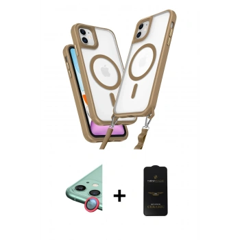 MARSİLYAN™- iPhone 11 Kılıf Atlas Doku Koleksiyonu - Siyah 6D Antistatik Mat Seramik Hayalet Nano Ekran Koruyucu + Raze Metal Kamera Lens - KI