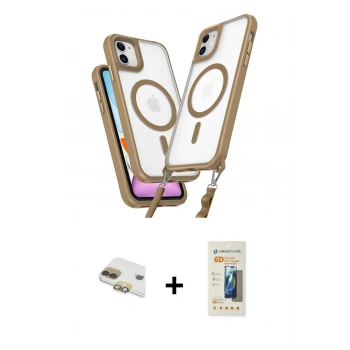 MARSİLYAN™- iPhone 11 Kılıf Atlas Doku Koleksiyonu - Siyah 6D Mat Seramik Hayalet Nano Ekran Koruyucu + Pers Alüminyum Kamera Lens - GD
