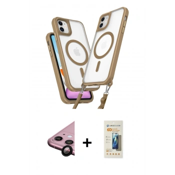 MARSİLYAN™- iPhone 11 Kılıf Atlas Doku Koleksiyonu - Siyah 6D Mat Seramik Hayalet Nano Ekran Koruyucu + Raze Metal Kamera Lens - SH