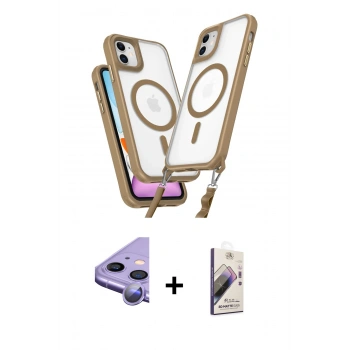MARSİLYAN™- iPhone 11 Kılıf Atlas Doku Koleksiyonu - Siyah Bilvis 3D Mat Cam Ekran Koruyucu + Raze Metal Kamera Lens - MR