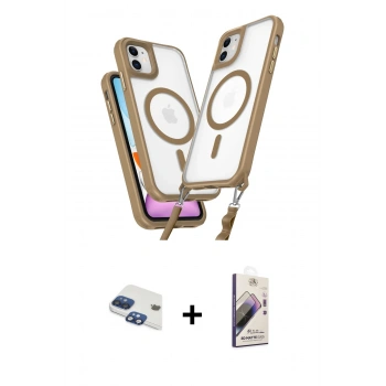 MARSİLYAN™- iPhone 11 Kılıf Atlas Doku Koleksiyonu - Siyah Bilvis 3D Mat Cam Ekran Koruyucu + Pers Alüminyum Kamera Lens - LT