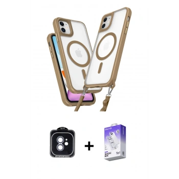 MARSİLYAN™- iPhone 11 Kılıf Atlas Doku Koleksiyonu - Siyah Bilvis 5in1 3D Magic Cam Ekran Koruyucu + PVD Metal Kamera Lens - MI