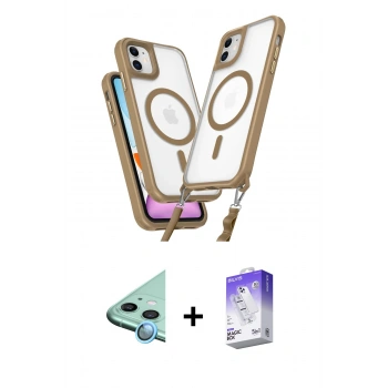 MARSİLYAN™- iPhone 11 Kılıf Atlas Doku Koleksiyonu - Siyah Bilvis 5in1 3D Magic Cam Ekran Koruyucu + Raze Metal Kamera Lens - MI