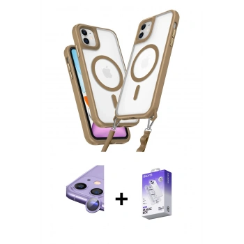 MARSİLYAN™- iPhone 11 Kılıf Atlas Doku Koleksiyonu - Siyah Bilvis 5in1 3D Magic Cam Ekran Koruyucu + Raze Metal Kamera Lens - MR