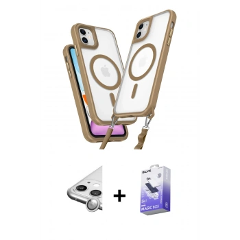 MARSİLYAN™- iPhone 11 Kılıf Atlas Doku Koleksiyonu - Siyah Bilvis 5in1 5D Magic Hayalet Cam Ekran Koruyucu + Raze Metal Kamera Lens - GS