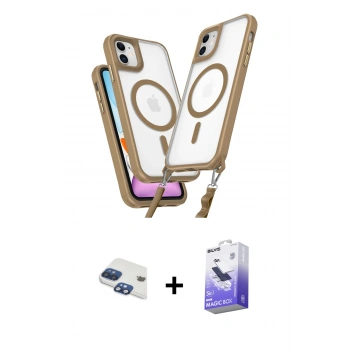 MARSİLYAN™- iPhone 11 Kılıf Atlas Doku Koleksiyonu - Siyah Bilvis 5in1 5D Magic Hayalet Cam Ekran Koruyucu + Pers Alüminyum Kamera Lens - LT