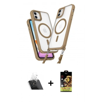 MARSİLYAN™- iPhone 11 Kılıf Atlas Doku Koleksiyonu - Siyah Buffer Cam Ekran Koruyucu + Kamera Lens Koruma Cam - SF