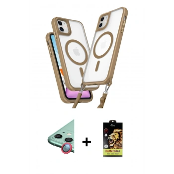 MARSİLYAN™- iPhone 11 Kılıf Atlas Doku Koleksiyonu - Siyah Buffer Cam Ekran Koruyucu + Raze Metal Kamera Lens - KI