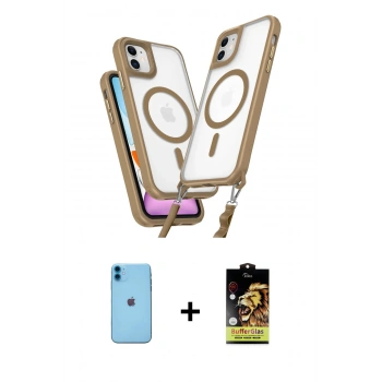 MARSİLYAN™- iPhone 11 Kılıf Atlas Doku Koleksiyonu - Siyah Buffer Cam Ekran Koruyucu + Neon Fosforlu Kamera Lens - MI
