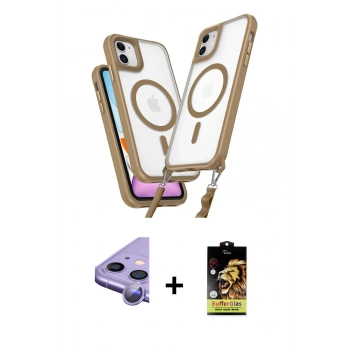 MARSİLYAN™- iPhone 11 Kılıf Atlas Doku Koleksiyonu - Siyah Buffer Cam Ekran Koruyucu + Raze Metal Kamera Lens - MR