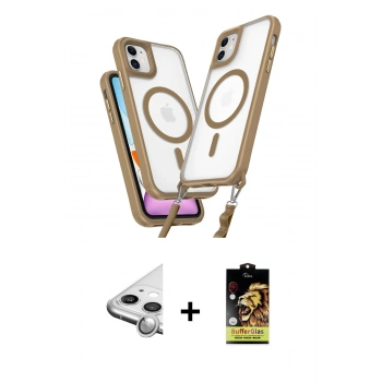 MARSİLYAN™- iPhone 11 Kılıf Atlas Doku Koleksiyonu - Siyah Buffer Cam Ekran Koruyucu + Raze Metal Kamera Lens - GS