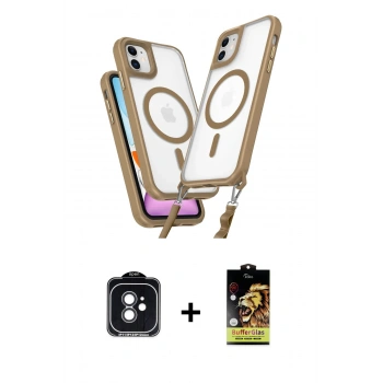 MARSİLYAN™- iPhone 11 Kılıf Atlas Doku Koleksiyonu - Siyah Buffer Cam Ekran Koruyucu + PVD Metal Kamera Lens - SH