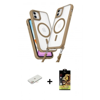MARSİLYAN™- iPhone 11 Kılıf Atlas Doku Koleksiyonu - Siyah Buffer Cam Ekran Koruyucu + Renkli Kamera Lens Koruma Cam - YL
