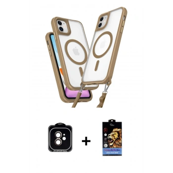 MARSİLYAN™- iPhone 11 Kılıf Atlas Doku Koleksiyonu - Siyah Buffer Hayalet Cam Ekran Koruyucu + PVD Metal Kamera Lens - TU