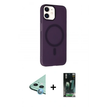 MARSİLYAN™- iPhone 11 Kılıf Çekirdek Modern Prime - Şeffaf 360 Full Body Arka Koruyucu + Raze Metal Kamera Lens - MI