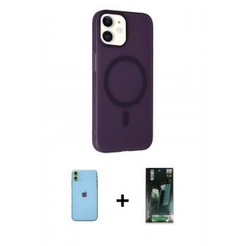 MARSİLYAN™- iPhone 11 Kılıf Çekirdek Modern Prime - Şeffaf 360 Full Body Arka Koruyucu + Neon Fosforlu Kamera Lens - YL