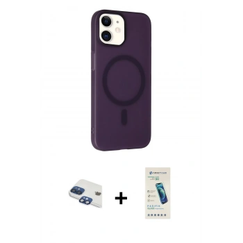 MARSİLYAN™- iPhone 11 Kılıf Çekirdek Modern Prime - Şeffaf Pasifik Cam Ekran Koruyucu + Pers Alüminyum Kamera Lens - LT