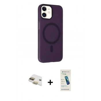 MARSİLYAN™- iPhone 11 Kılıf Çekirdek Modern Prime - Şeffaf Pasifik Cam Ekran Koruyucu + Pers Alüminyum Kamera Lens - GD