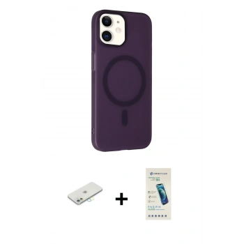 MARSİLYAN™- iPhone 11 Kılıf Çekirdek Modern Prime - Şeffaf Pasifik Cam Ekran Koruyucu + Renkli Kamera Lens Koruma Cam - SI