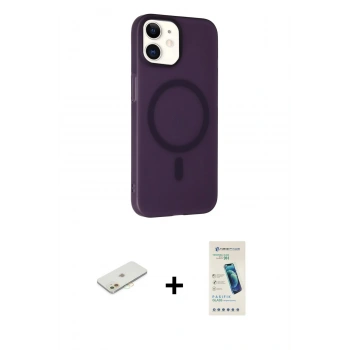 MARSİLYAN™- iPhone 11 Kılıf Çekirdek Modern Prime - Şeffaf Pasifik Cam Ekran Koruyucu + Renkli Kamera Lens Koruma Cam - TU