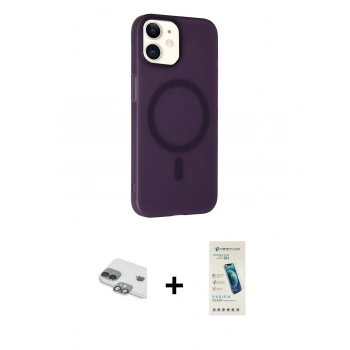 MARSİLYAN™- iPhone 11 Kılıf Çekirdek Modern Prime - Şeffaf Pasifik Cam Ekran Koruyucu + Pers Alüminyum Kamera Lens - YL