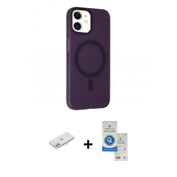 MARSİLYAN™- iPhone 11 Kılıf Çekirdek Modern Prime - Şeffaf Royal Nano Ekran Koruyucu + Renkli Kamera Lens Koruma Cam - PE