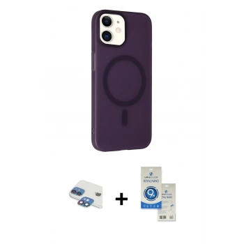 MARSİLYAN™- iPhone 11 Kılıf Çekirdek Modern Prime - Şeffaf Royal Nano Ekran Koruyucu + Pers Alüminyum Kamera Lens - GI
