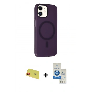 MARSİLYAN™- iPhone 11 Kılıf Çekirdek Modern Prime - Şeffaf Royal Nano Ekran Koruyucu + Rainbow Kamera Lens Koruma Cam - KI