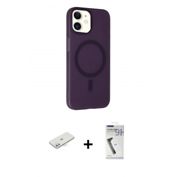 MARSİLYAN™- iPhone 11 Kılıf Çekirdek Modern Prime - Şeffaf Uv Polymer Nano Ekran Koruyucu + Renkli Kamera Lens Koruma Cam - SI