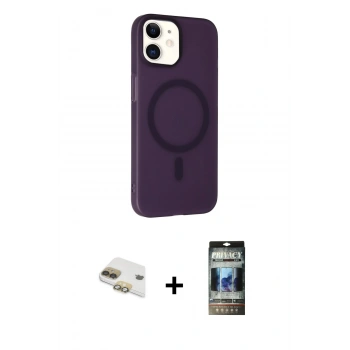 MARSİLYAN™- iPhone 11 Kılıf Çekirdek Modern Prime - Siyah 34D Hayalet Izgaralı Cam + Pers Alüminyum Kamera Lens - GD