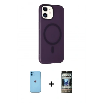 MARSİLYAN™- iPhone 11 Kılıf Çekirdek Modern Prime - Siyah 34D Hayalet Izgaralı Cam + Neon Fosforlu Kamera Lens - MI