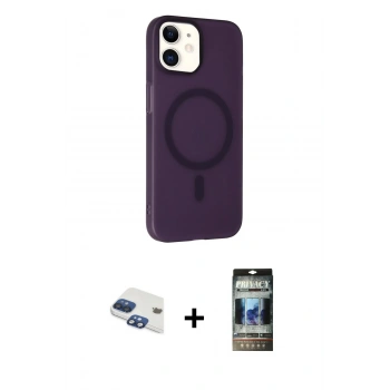 MARSİLYAN™- iPhone 11 Kılıf Çekirdek Modern Prime - Siyah 34D Hayalet Izgaralı Cam + Pers Alüminyum Kamera Lens - LT