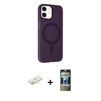 MARSİLYAN™- iPhone 11 Kılıf Çekirdek Modern Prime - Siyah 34D Hayalet Izgaralı Cam + Renkli Kamera Lens Koruma Cam - SI