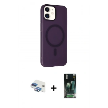 MARSİLYAN™- iPhone 11 Kılıf Çekirdek Modern Prime - Siyah 360 Mat Full Body Arka Koruyucu + Pers Alüminyum Kamera Lens - GI