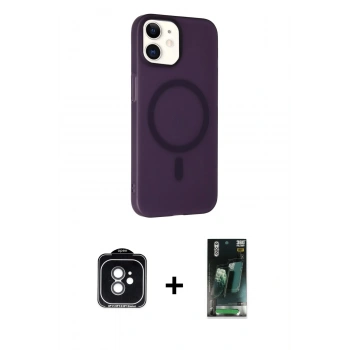 MARSİLYAN™- iPhone 11 Kılıf Çekirdek Modern Prime - Siyah 360 Mat Full Body Arka Koruyucu + PVD Metal Kamera Lens - YL