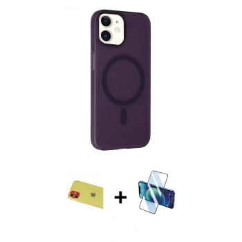 MARSİLYAN™- iPhone 11 Kılıf Çekirdek Modern Prime - Siyah 3D Antistatik Cam Ekran Koruyucu + Rainbow Kamera Lens Koruma Cam - KI