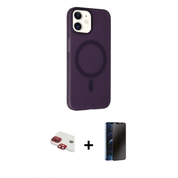 MARSİLYAN™- iPhone 11 Kılıf Çekirdek Modern Prime - Siyah 3D Antistatik Hayalet Cam Ekran Koruyucu + Pers Alüminyum Kamera Lens - KI