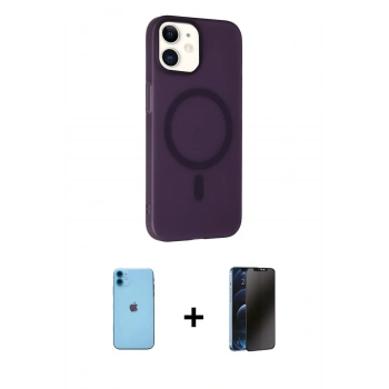 MARSİLYAN™- iPhone 11 Kılıf Çekirdek Modern Prime - Siyah 3D Antistatik Hayalet Cam Ekran Koruyucu + Neon Fosforlu Kamera Lens - MI